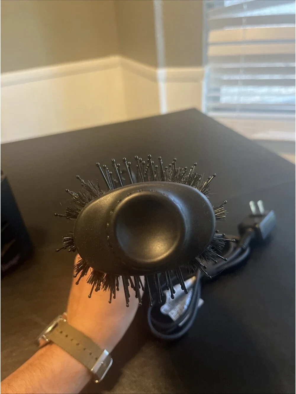 L’ange 2 in 1 Volumizing Brush Hair Dryer AB313 3” Black Lange Rose Gold Works